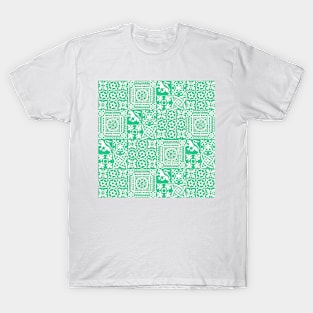 Mediaeval Tiles Pattern on Green T-Shirt